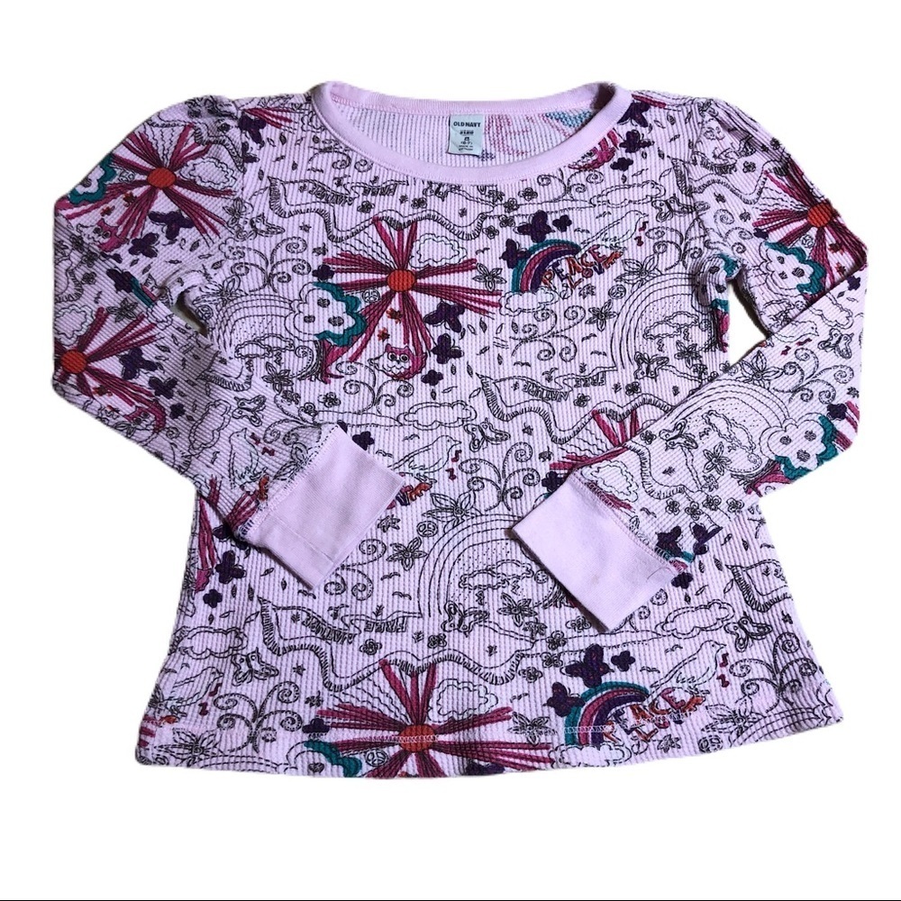 Old Navy Peace Love Design Girls Thermal Top